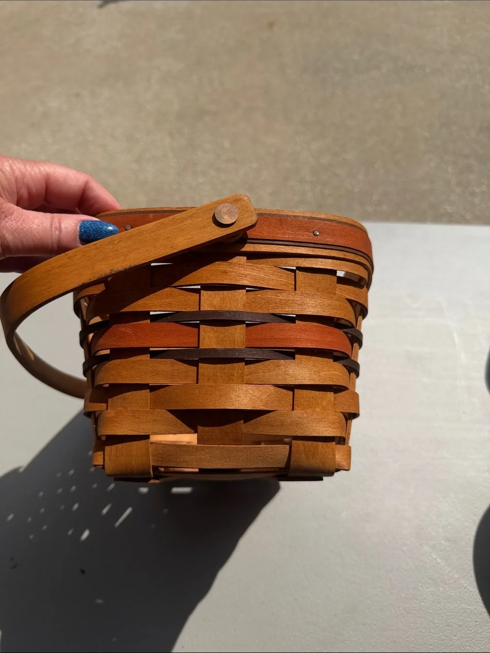 Longaberger Woven Basket Handbag in Tan and Brown
